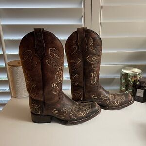 Circle G Dragonfly Embroidered Western Boots - Square Toe